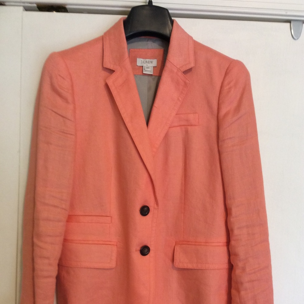 J Crew coral linen blazer